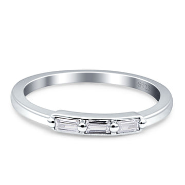 Three-Stone Baguette Eternity Band Cubic Zirconia 925 Sterling Silver Wholesale